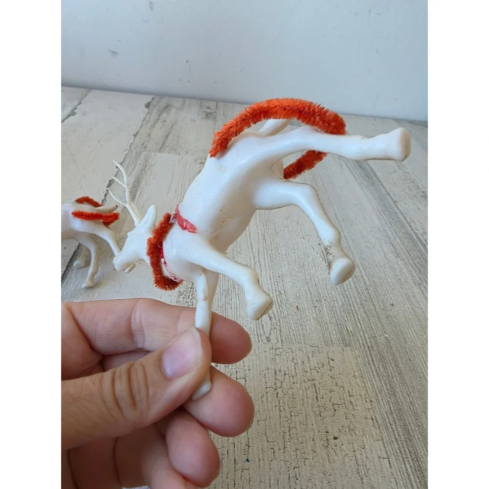 Vintage plastic reindeer Xmas statue figurine decor deer slay